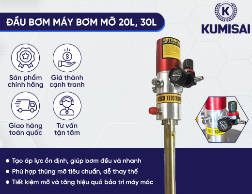Đầu bơm máy bơm mỡ 20L, 30L - 2