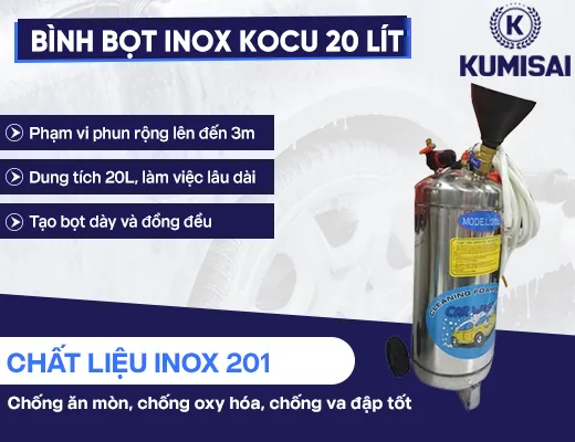 Bình bọt inox Kocu 20 lít - 2