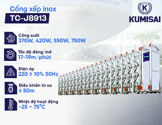 Cổng xếp điện inox TC-J8913 - 2