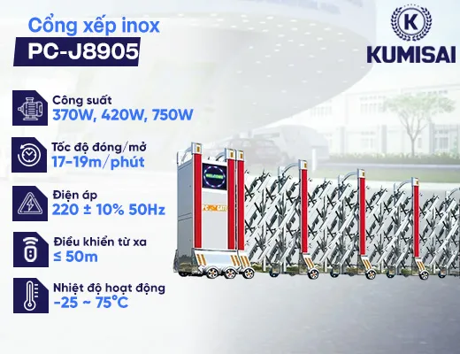 Cổng xếp inox chạy điện PC-J8905 - 2