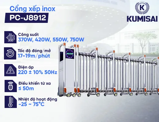 Cổng xếp inox chạy điện PC-J8912 - 2