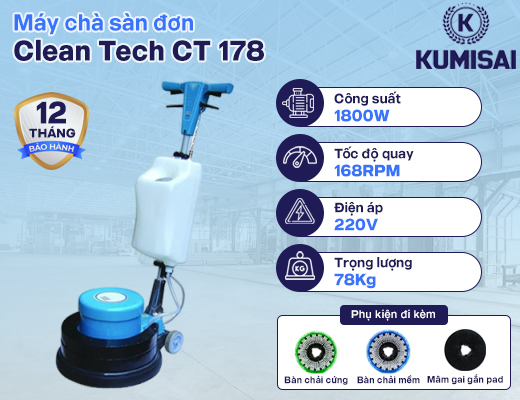 Máy chà sàn Clean Tech CT 178 - 2