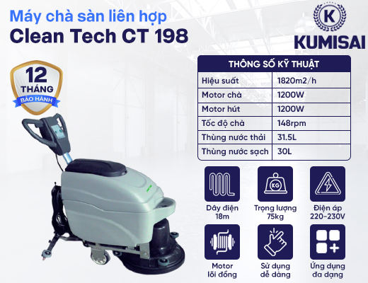 Máy chà sàn Clean Tech CT 198 - 2