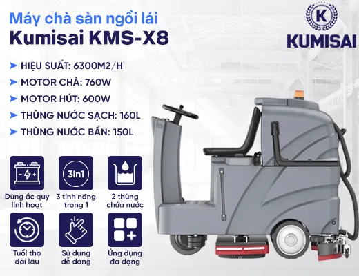 Máy chà sàn công nghiệp ngồi lái Kumisai KMS-X8 - 2