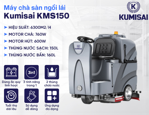 Máy chà sàn công nghiệp ngồi lái Kumisai KMS150 - 2