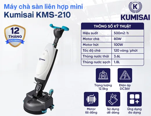 Máy chà sàn liên hợp mini Kumisai KMS-210 (Ắc Quy) - 2