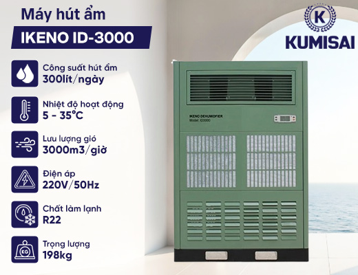 Máy hút ẩm công nghiệp IKENO ID-3000 - 2