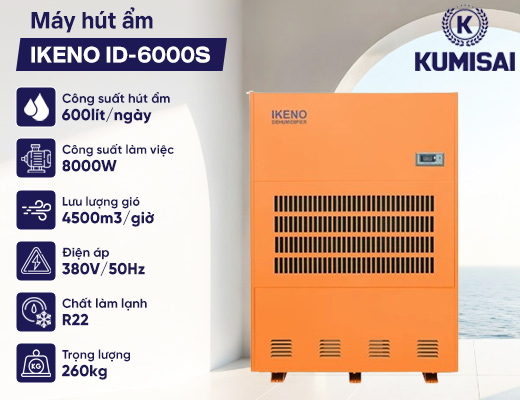 Máy hút ẩm công nghiệp IKENO ID-6000S - 2