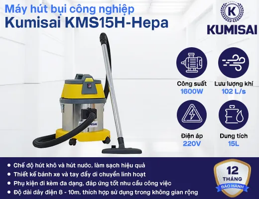 Máy hút bụi công nghiệp Kumisai KMS15H-Hepa - 2