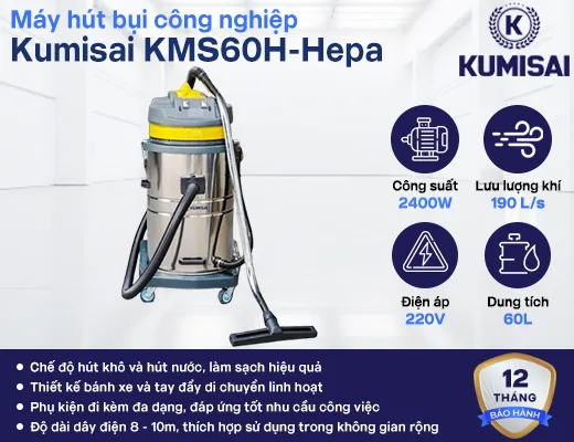Máy hút bụi công nghiệp Kumisai KMS60H-Hepa - 2