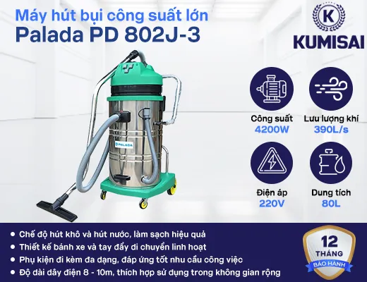 Máy hút bụi công suất lớn Palada PD 802J-3 - 2