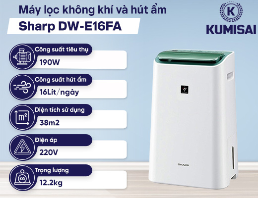 Máy lọc không khí và hút ẩm Sharp DW-E16FA - 2