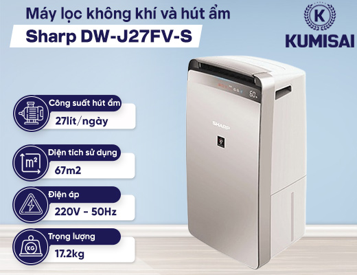 Máy lọc không khí và hút ẩm Sharp DW-J27FV-S - 2