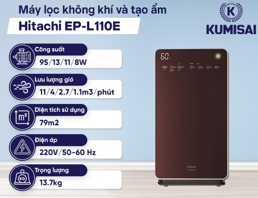 Máy lọc không khí và tạo ẩm Hitachi EP-L110E - 2
