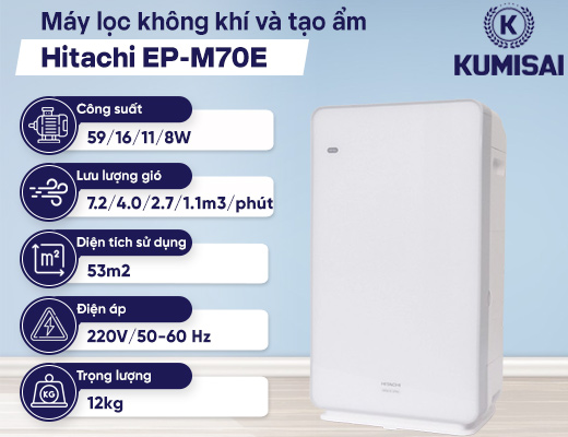 Máy lọc không khí và tạo ẩm Hitachi EP-M70E - 2