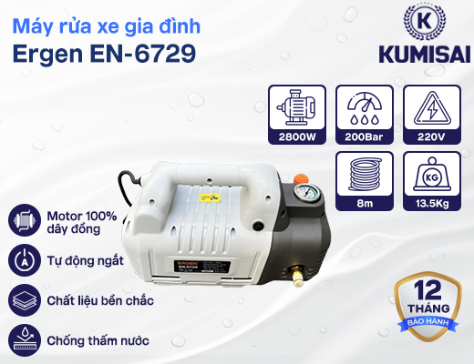 Máy rửa xe Ergen EN-6729 (có chỉnh áp lực) - 2