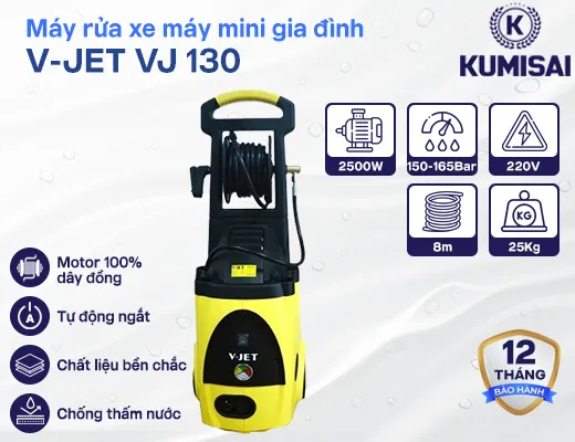 Máy rửa xe máy mini gia đình V-JET VJ 130 giá rẻ - 2