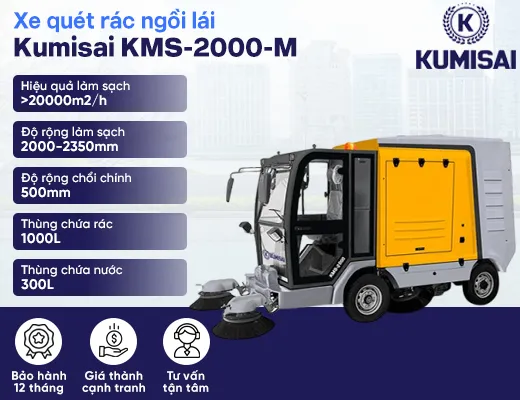 Xe quét rác công nghiệp ngồi lái Kumisai KMS-2000-M (Pin Lithium) - 2