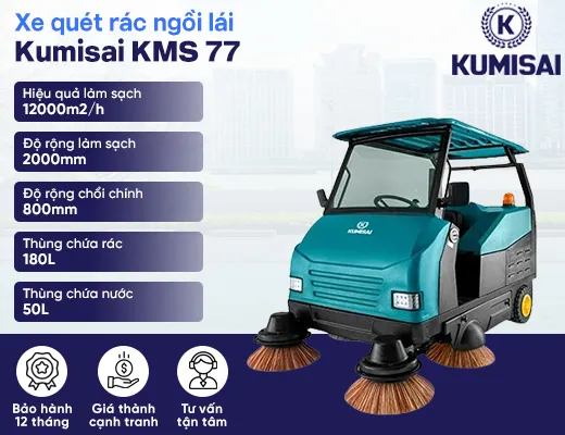 Xe quét rác công nghiệp ngồi lái Kumisai KMS 77 - 2