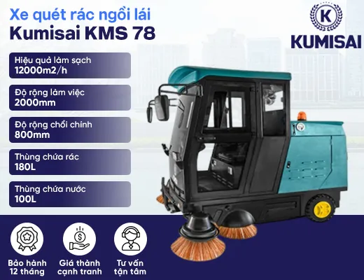 Xe quét rác công nghiệp ngồi lái Kumisai KMS 78 - 2