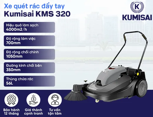 Xe quét rác đẩy tay dùng ắc quy Kumisai KMS 320 - 2