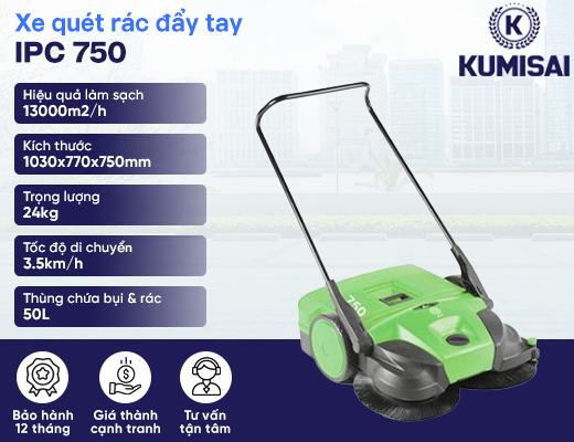 Xe quét đường hút bụi đẩy tay IPC 750 - 2