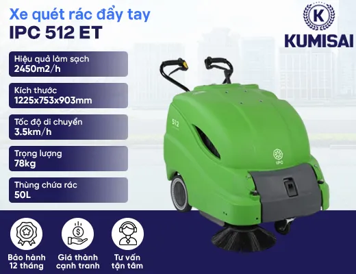 Xe quét đường hút bụi đường đẩy tay mini IPC 512 ET - 2