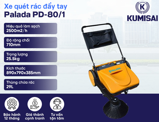 Xe quét rác đường đẩy tay Palada PD-80/1 - 2
