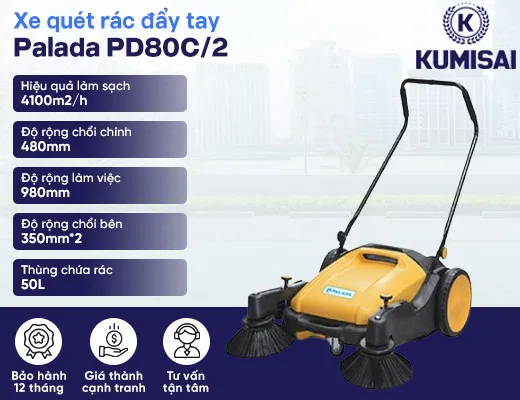 Xe quét rác đường đẩy tay Palada PD80C/2 - 2