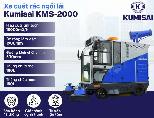 Xe quét rác mini ngồi lái Kumisai KMS-2000 - 2