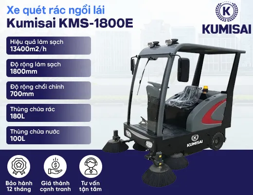Xe quét rác công nghiệp ngồi lái Kumisai KMS-1800E - 2
