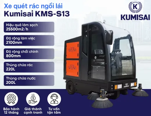 Xe quét rác ngồi lái Kumisai KMS-S13 - 2