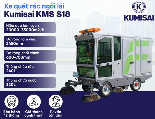 Xe quét rác ngồi lái Kumisai KMS S18 - 2