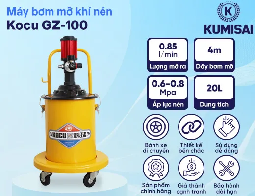 Máy bơm mỡ khí nén Kocu GZ-100 (20 lít) - 2