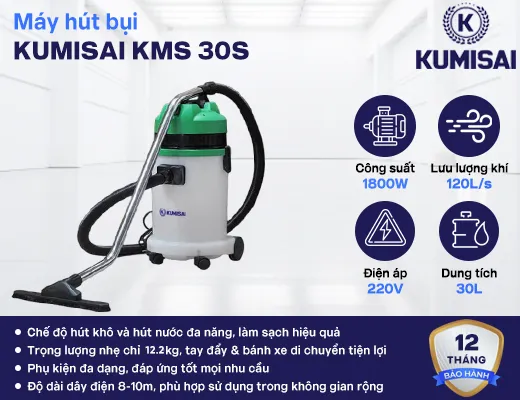 Máy hút bụi thùng nhựa Kumisai KMS 30S - Hepa - 2