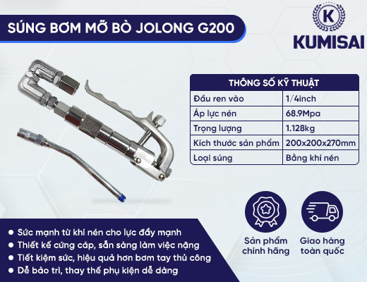 Súng bơm mỡ bò khí nén Jolong G200 - 2