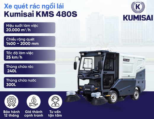 Xe quét rác công nghiệp ngồi lái Kumisai KMS 480S - 2