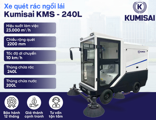 Xe quét rác ngồi lái Kumisai KMS - 240L - 2