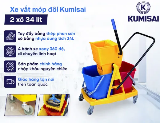Xe vắt móp đôi Kumisai 2 xô 34L - 2
