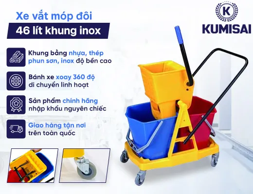 Xe vắt móp đôi Kumisai 46 lít khung nhựa - 2