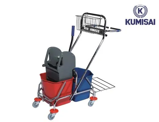 Xe dọn vệ sinh 2 xô vắt nước công nghiệp Kumisai