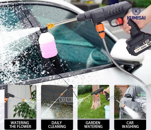 Máy xịt rửa xe 21V có tính ứng dụng cao