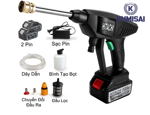Máy rửa xe Hitachi 199V cầm tay dùng pin - 4
