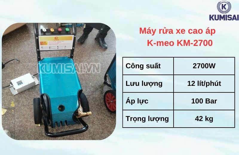 Máy rửa xe cao áp 2.7Kw K-meo KM-2700 Máy rửa xe cao áp 2.7Kw K-meo KM-2700
