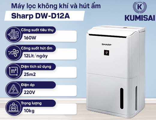 Máy lọc không khí và hút ẩm Sharp DW-D12A - 2
