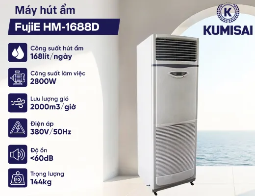 Máy hút ẩm công nghiệp FujiE HM-1688D - 2