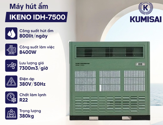 Máy hút ẩm nhiệt độ cao IKENO IDH-7500 - 2