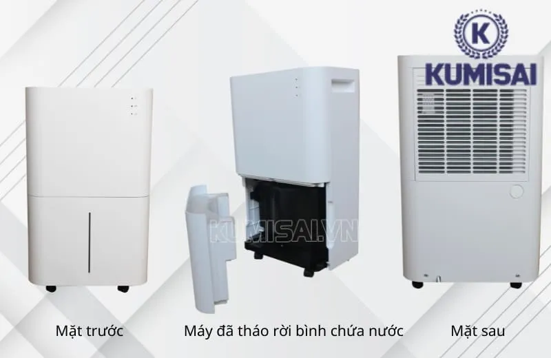 Cấu tạo của máy hút ẩm dân dụng Kumisai KMS 25 Cấu tạo của máy hút ẩm dân dụng Kumisai KMS 25