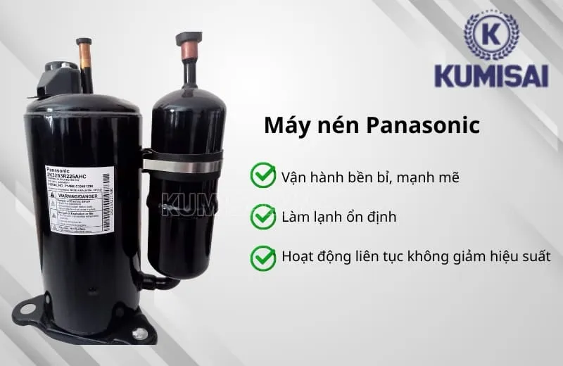 KMS-168LD có công suất lớn nhờ sử dụng máy nén khí panasonic
