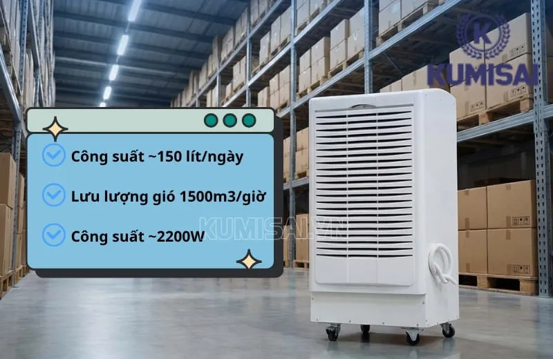 Những tính năng nổi trội máy hút ẩm công nghiệp Kumisai KMS-1500D